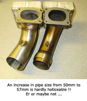 An increase in pipe size from 50mm to 57mm is hardly noticeable! Er or maybe not ...
